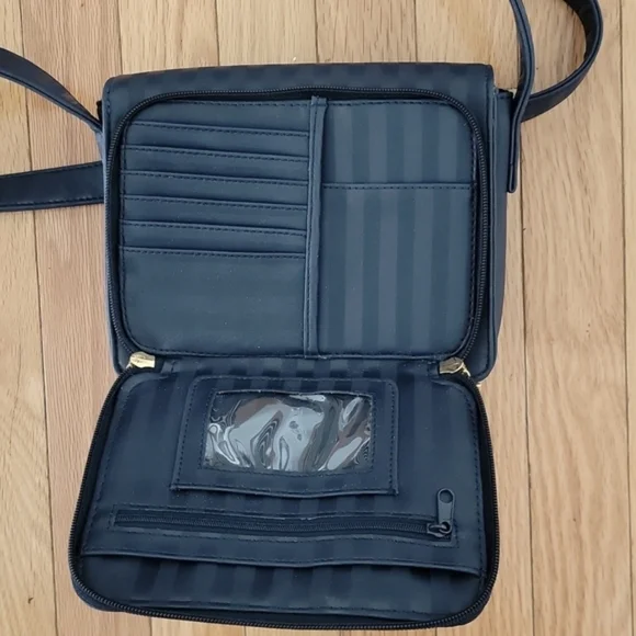 NINE West Navy Two Toned Striped Crossbody - Picture 4 of 9